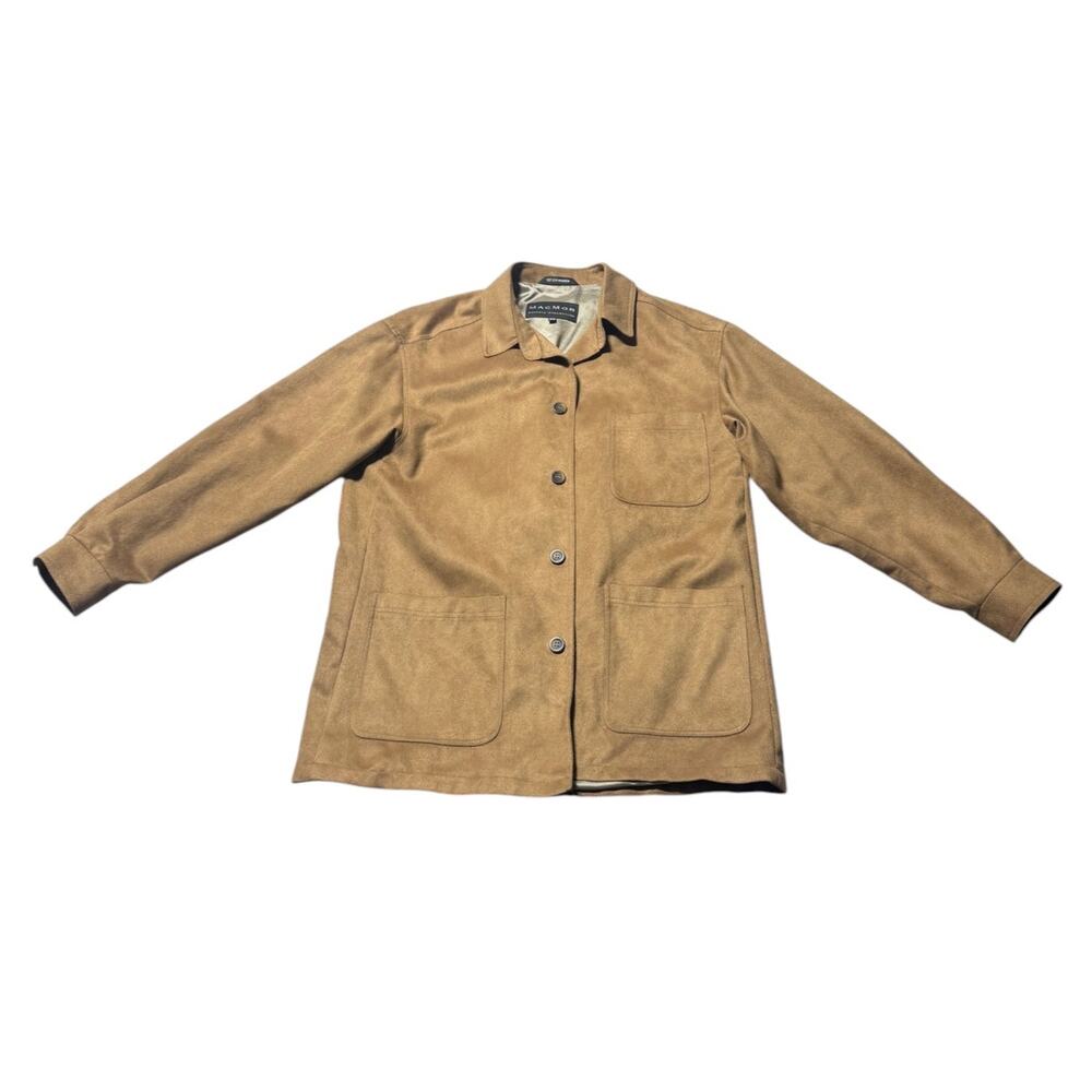 Men's Tan Suede Button-Front Jacket - Size M, fits more like L
